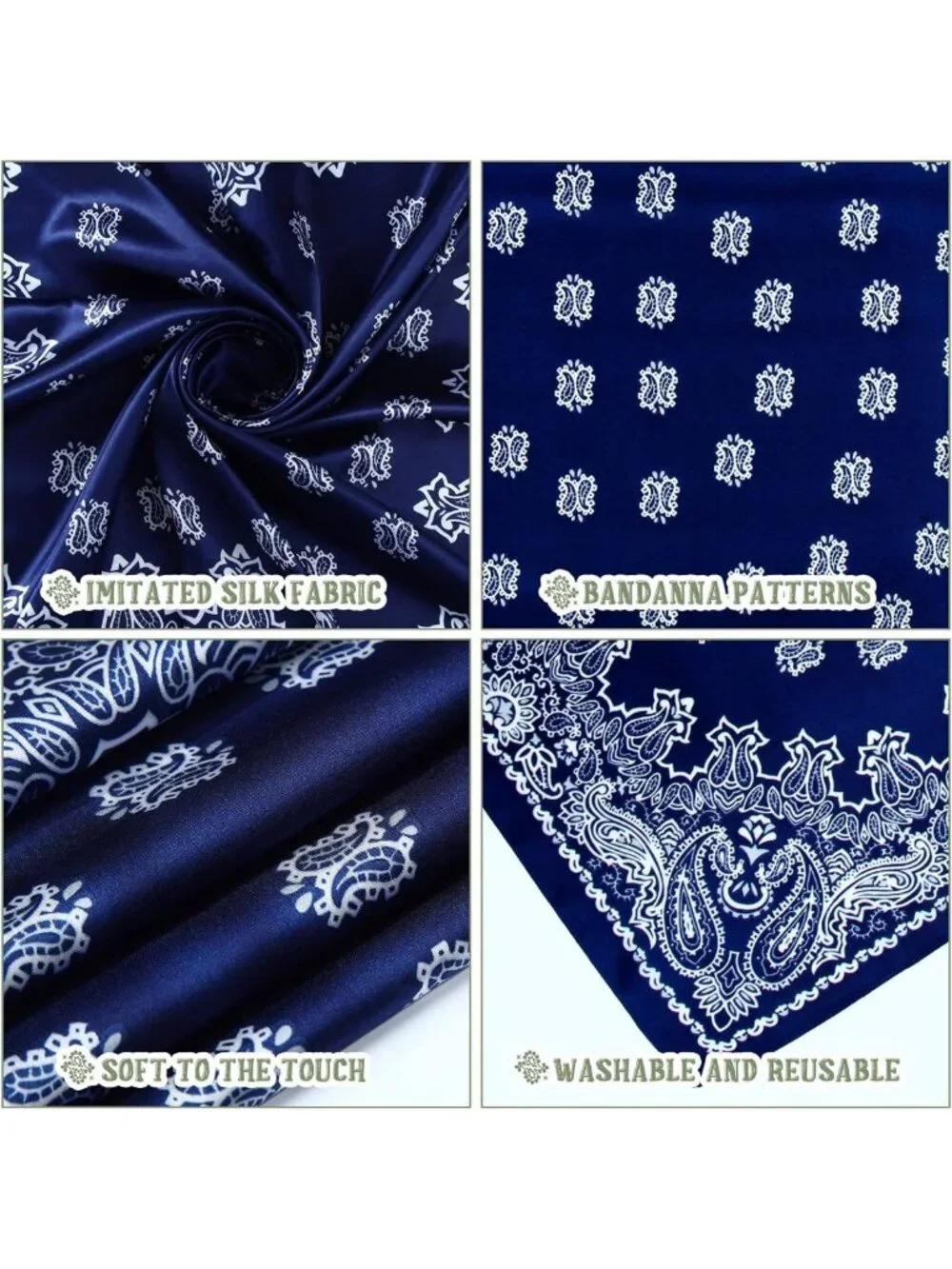 8 Pcs Silk Bandana Square Satin Scarves for Women - Hair Wraps & Neck Scarves